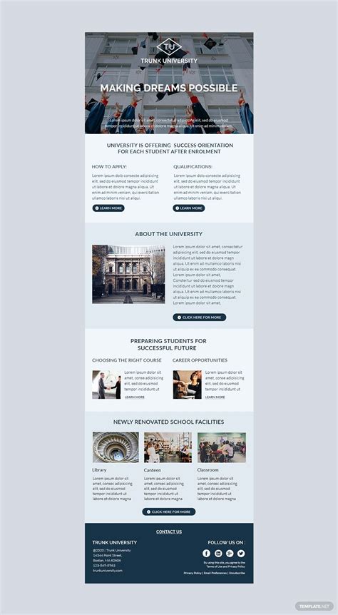 University Email Newsletter Template In Html5 Psd Outlook Word