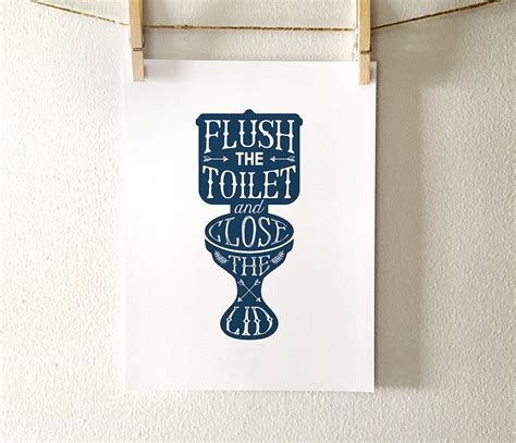 Flush The Toilet And Close The Lid Printable Art Dark Navy Blue