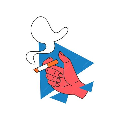 Женщина курит в руке держа сигарету с дымом концепция зависимости и векторная плоская