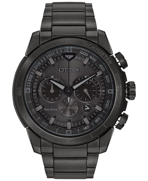 Citizen Mens Chronograph Eco Drive Black Ion Plated Stainless Steel