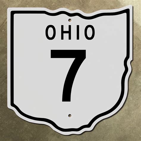 Ohio State Route 7 Highway Marker Road Sign Conneaut River Freeway 12