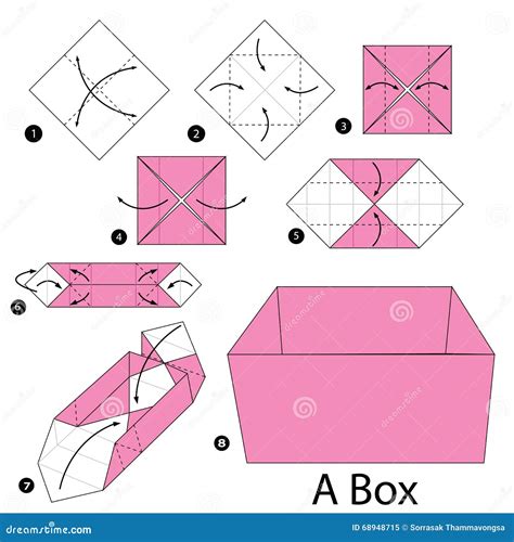 Step By Step Instructions How To Make Origami A Box Stock Vector