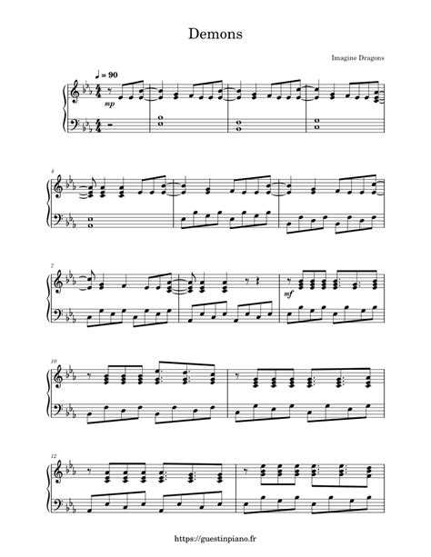 The song had previously appeared in the band's debut ep continued silence (2012) and it was written by the band members, alongside josh mosser and alex the kid, the latter also handling production. Demons - Imagine Dragons Sheet music for Piano | Download free in PDF or MIDI | Musescore.com