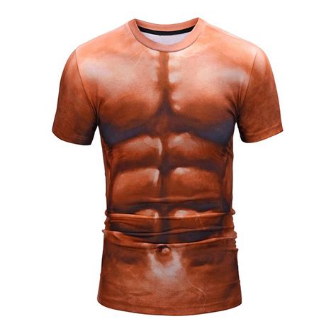 Summer Funny 3d Muscle T Shirt Tops Naked Personality T