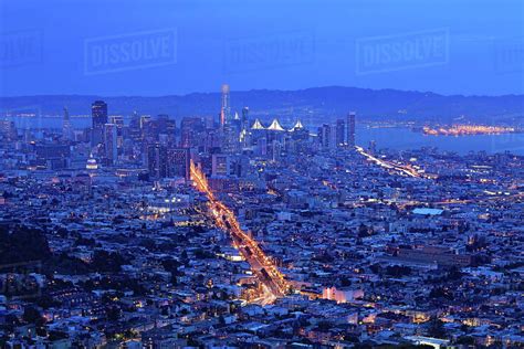 Night View Of San Francisco Skyline Stock Photo Dissolve