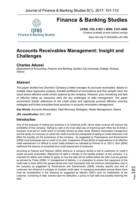 Pdf Accounts Receivables Management Insight And Challenges
