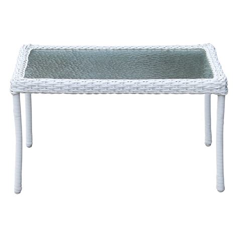 Htth modern furniture wicker tables with glass top. Outdoor Wicker Tempered Glass Top Coffee Table, White | At ...