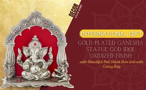 Buy International T Silver Plated Oxidized Finish Ganesha Idol With