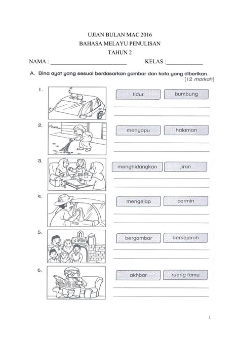 Latihan Bahasa Melayu Tahun 3 Bina Ayat Latihan Tatabahasa Bahasa