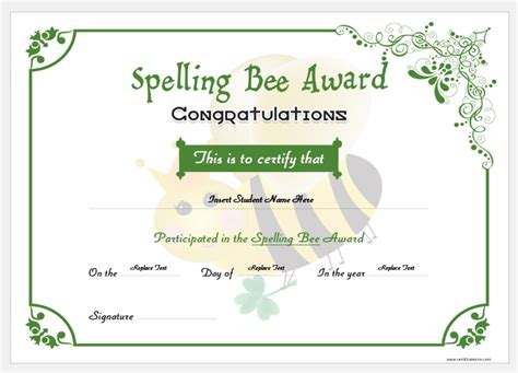 Spelling Bee Award Certificates 7 Professional Certificate Templates