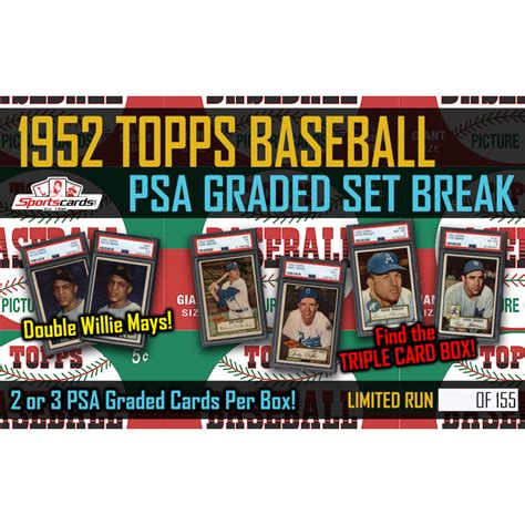 1952 Topps Baseball Psa Graded Set Break Mystery Box 2 Or 3 Psa Graded