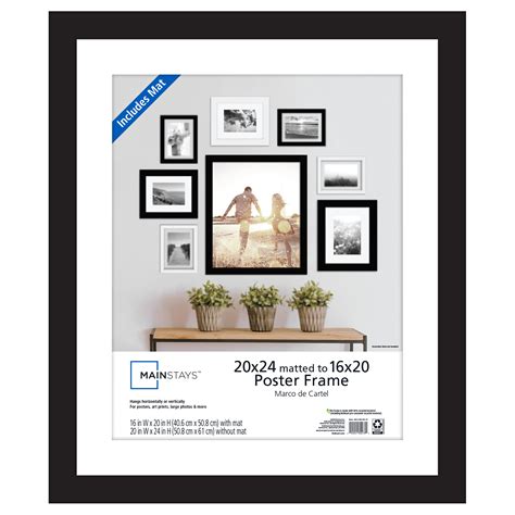 Mainstays 20x24 Matted To 16x20 Wide Black Poster And Picture Frame