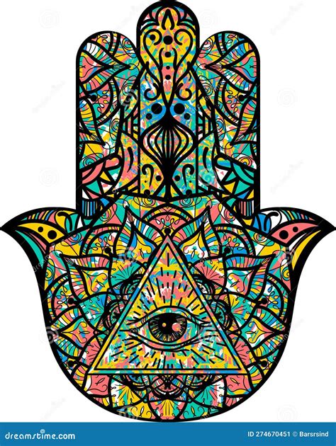 Hamsa All Seeing Eye Colored Symbol Human Palm Stock Image Image Of