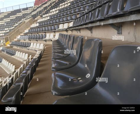 Stadium Seating And Seats Black And White In A Football Stadium Or For