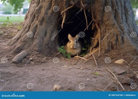 Half Dug Rabbit Hole Near Tree Roots Stock Illustration Illustration