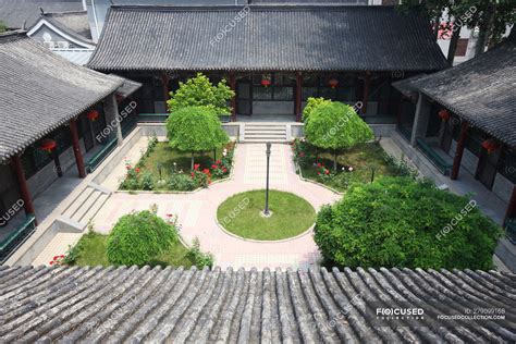 Jardim Tradicional Em Quadrilátero Habitação Pátio Pequim China Ásia