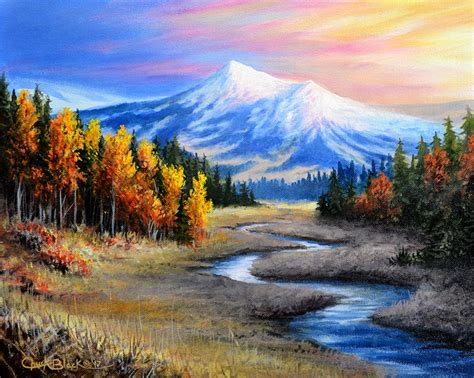 Original Art Autumn Colors Landscape Painting Canvas Signed By