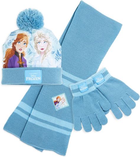 Girls Accessories Disney Frozen Anna Elsa Character Beanie Hat And Glove