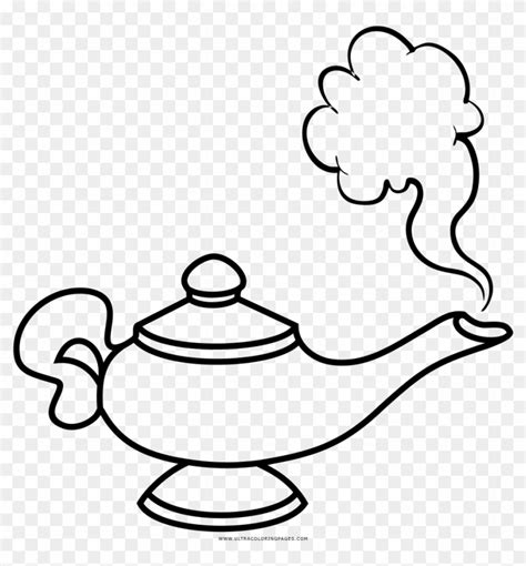 Genie Lamp Coloring Page Genie In A Lamp Free Transparent PNG