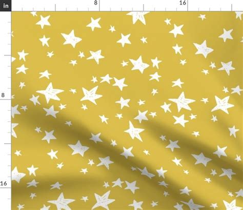 Stars Mustard Yellow Star Fabric Spoonflower