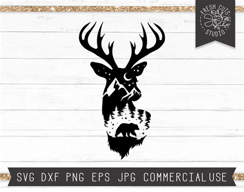 Deer Svg File Deer Silhouette Svg Woods Svg Deer Head Svg Etsy