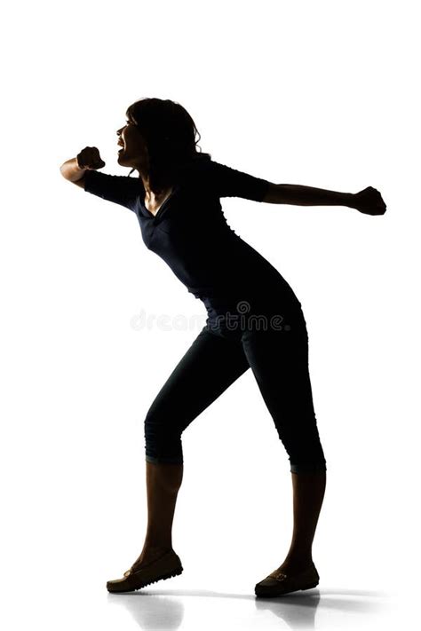 Silhouette Of Young Asian Woman Pose Stock Image Image Of Dark