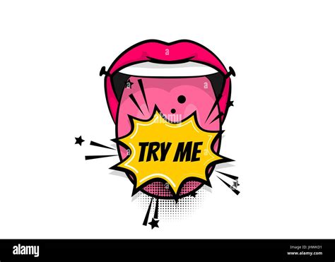 Comic Text Pop Art Tongue Mouth Girl Power Stock Vector Image Art Alamy