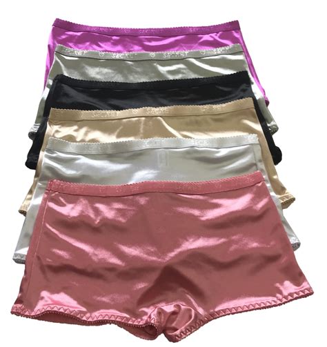 women satin boxer 6 pack of plain satin shining underwear s p961
