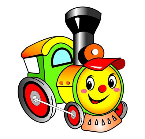 Cute Toy Train Old Engine Locomotive Design Element Clip Art Library