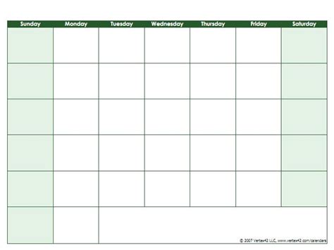 Blank Calendar Template Free Printable Calendars By Vertex42