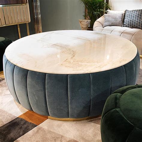 Brushed gold or copper with brown marble or brushed gold, copper or stainless steel with matt white marble, $2,490.00. Lounge Dinner Round Coffee Table with White Marble Top For ...
