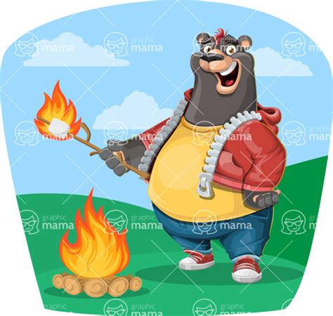 Cool Bear Cartoon Character Set Shape 5 Graphicmama