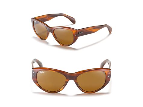 ray ban vagabond cat eye sunglasses in brown havana lyst