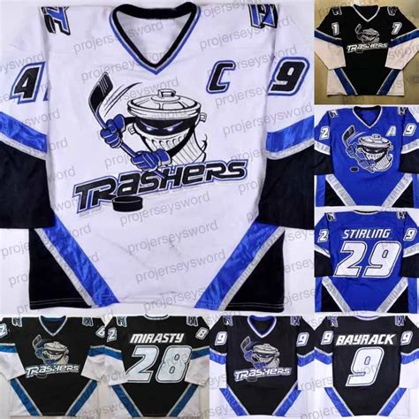 UHL Danbury Trashers Jersey Various Player Names And Numbers Polyester Black And