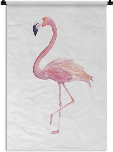 Wandkleed Flamingokerst Illustraties Een Roze Flamingo Gemaakt Van