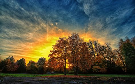 Autumn Sunset Hd Wallpaper Background Image 1920x1200