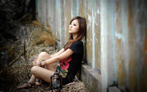 Mikako Zhang Kaijie Asian Women Women Outdoors Sitting Model Hd