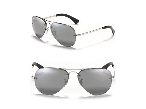 Ray Ban Rimless Large Aviator Sunglasses In Gray For Men Silver Lyst
