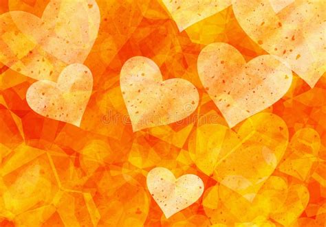Orange Hearts Backgrounds Of Love Symbol Stock Illustration