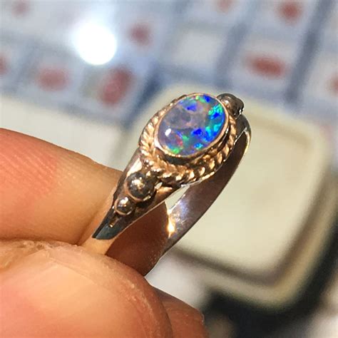 A 100 Natural Australian Opal Doublet Gemstone Ring 925 Etsy