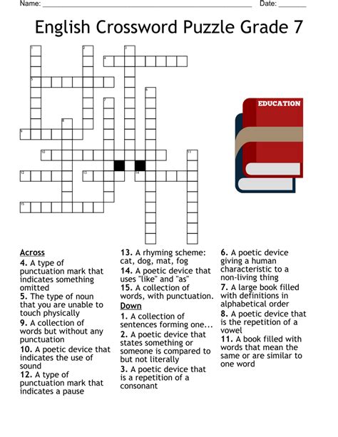 English Crossword Puzzle Grade 7 Wordmint