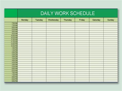Excel Daily Schedule Template Unique 9 Weekly Schedul