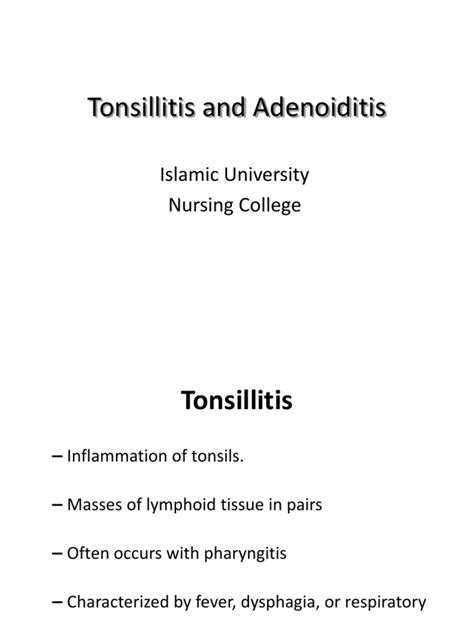 Tonsillitis And Adenoiditis Pdf Respiratory Diseases Health Sciences