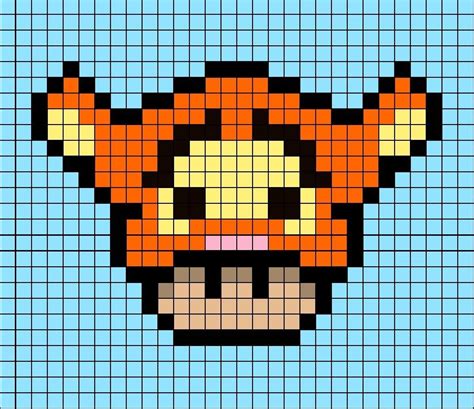 A Pixel Art Template Of A Mario Mushroom Themed As Tigger From Winnie