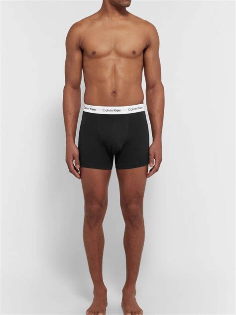 Black Three Pack Stretch Cotton Boxer Briefs Calvin Klein Underwear