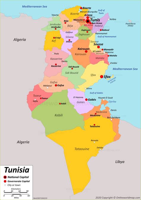 Detailed Map Of Tunisia