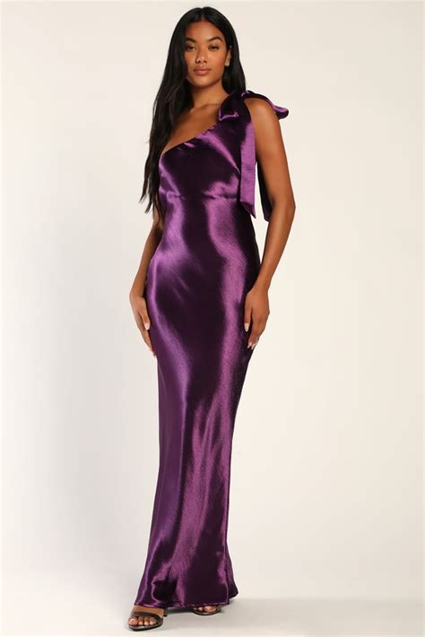 Purple Maxi Dress Purple Satin Dress One Shoulder Maxi Dress Lulus