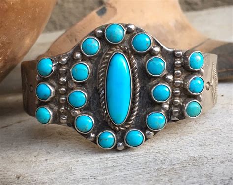 64g vintage turquoise bracelet for women signed navajo native american indian jewelry