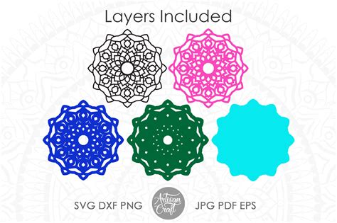 3D Layered Mandala SVG Layered Design Files For Cricut Silhouette C