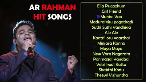 Rahman latest mp3 from songs list and all tamil music album online on gaana.com. AR Rahman Tamil Hits | Audio Jukebox | Hits of AR Rahman ...